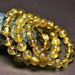 金发晶手链女金钛晶手串满密顺发黄发晶巴西天然水晶男女招财纳福